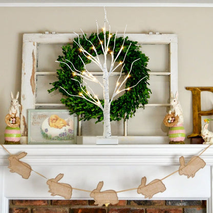 TETOU Valentines Day Easter Decor 2ft Birch Tree with LED Lights Fairy Light Spirit Tree for Home Indoor Table Mantel Battery Powered
