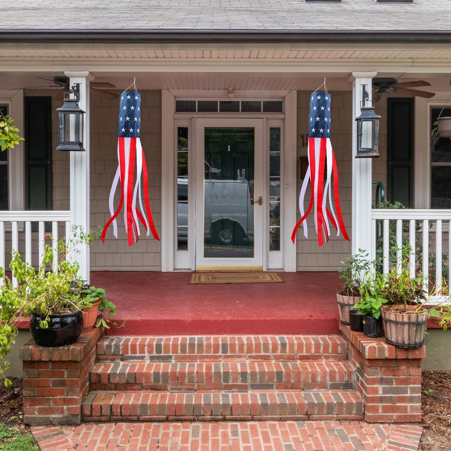 TETOU 4th of July Decorations, 40''American Flag USA Windsock with Stars for Outside Heavy Duty,Red White and Blue Fourth of July USA Patriotic Decor for Independence Day Memorial Day Veterans Day