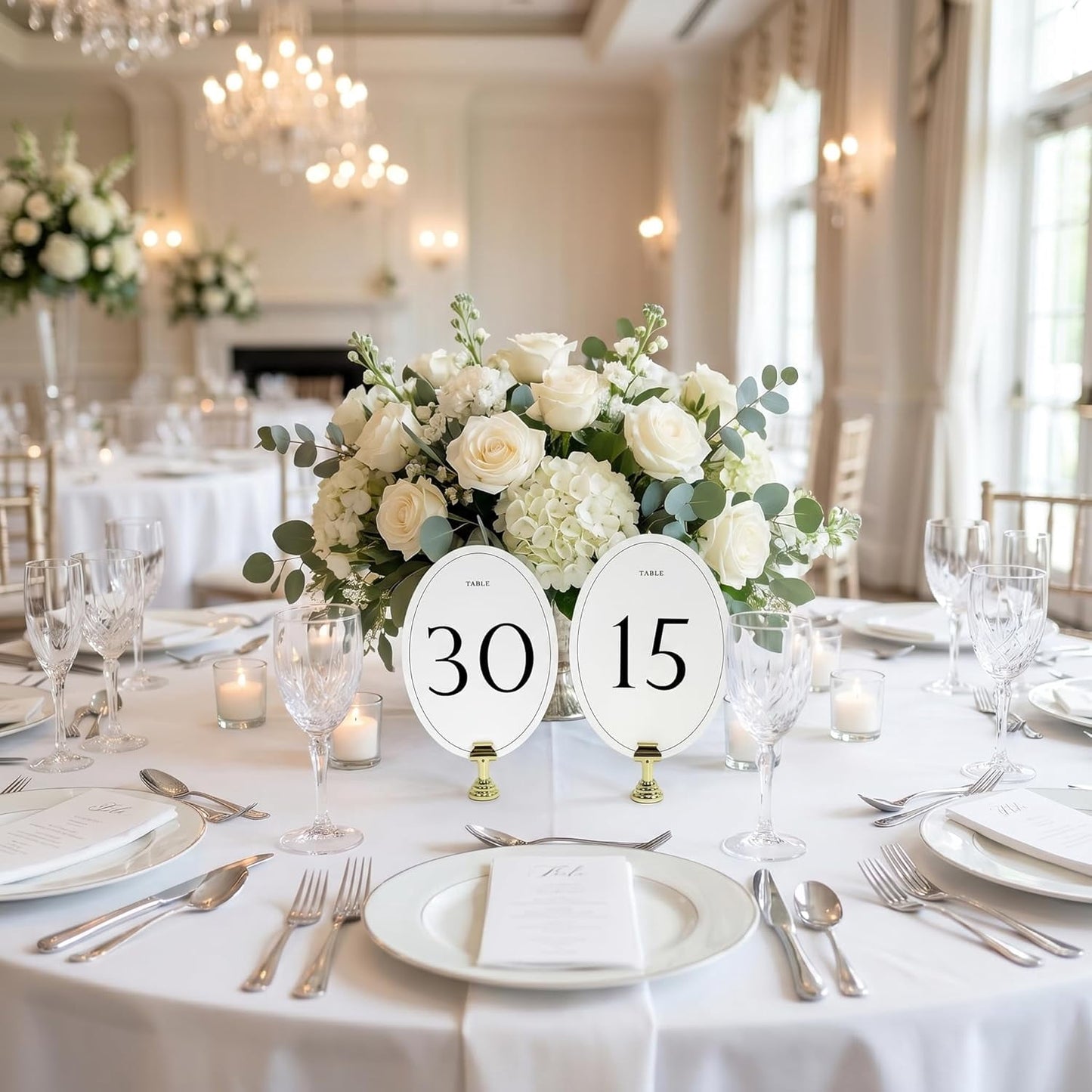 TETOU Table Numbers 1-30, 5 x 7" Wedding Oval Table Numbers for Wedding Valentines Party Reception Banquet Events Decoration