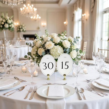 TETOU Table Numbers 1-30, 5 x 7" Wedding Oval Table Numbers for Wedding Valentines Party Reception Banquet Events Decoration