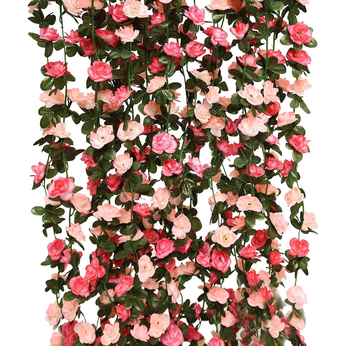 TETOU 6pcs Flower Garlands Artificial Rose Vine Flowers with Leaves 66ft Hanging Roses Vine for Room Wedding Birthday Christmas Wall Decor(Red)