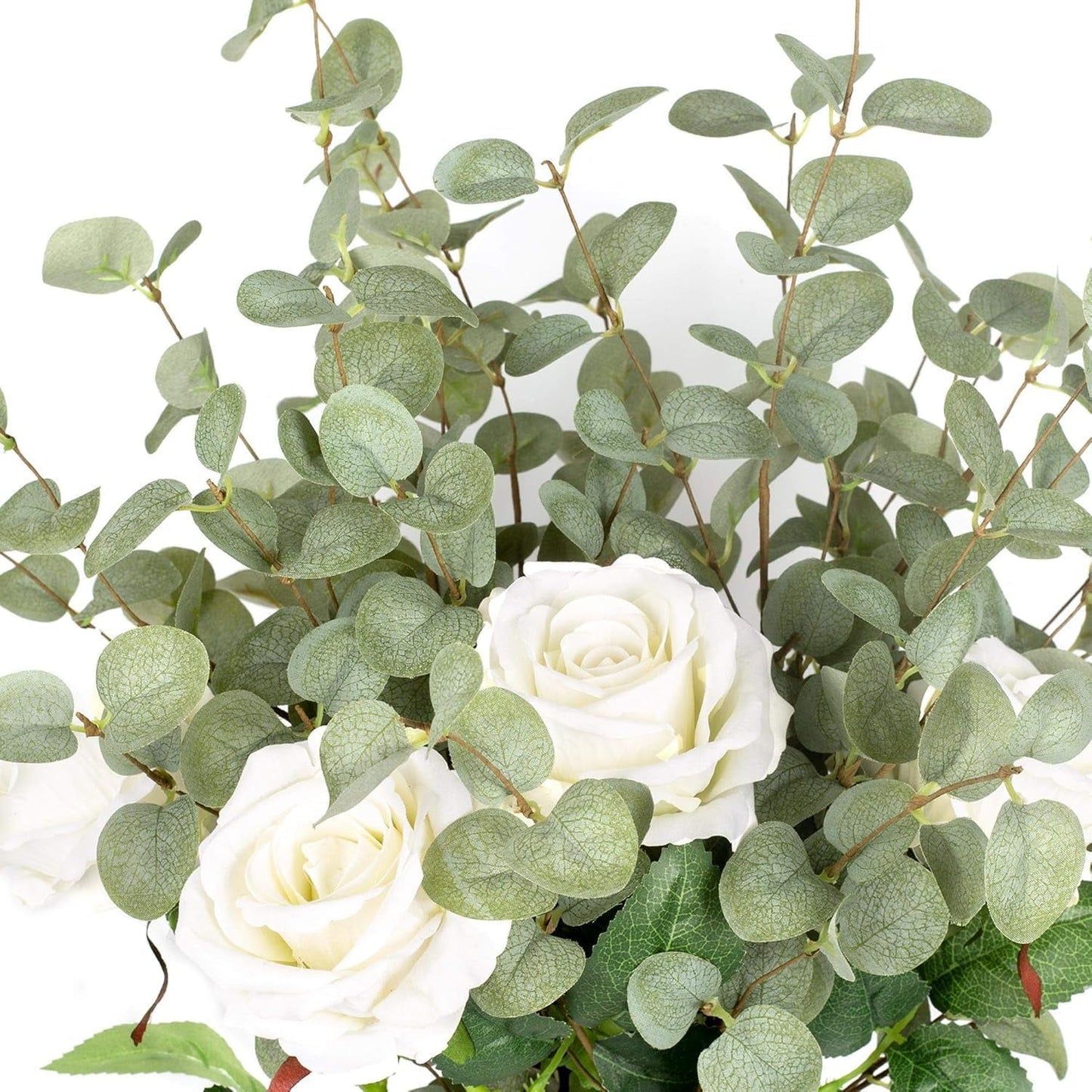 TETOU 3 Pcs 27" Artificial Eucalyptus Stems, Eucalyptus Leaf Greenery Stems Fake Plants Floral for Vase Filler Home Party Wedding Indoor Decoration