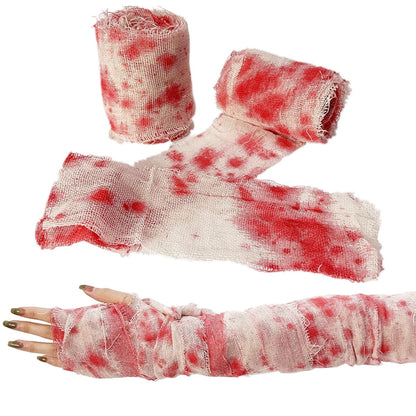 TETOU 5Pcs Hallowe'en Gauze Creepy Cloth, High Quality Yarn Gauze, 98.5 Ft Hallowe'en Strip Decoration Cloth for Halloween DIY Costume Haunted House Decor