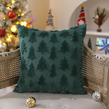 TETOU 18"x18"Set of 2 Christmas Tree Pillow Covers,Xmas Soft Faux Fur Wool Couch Cushion for Sofa Bedroom Living Room Home Farmhouse Winter Christmas Decor (Green)