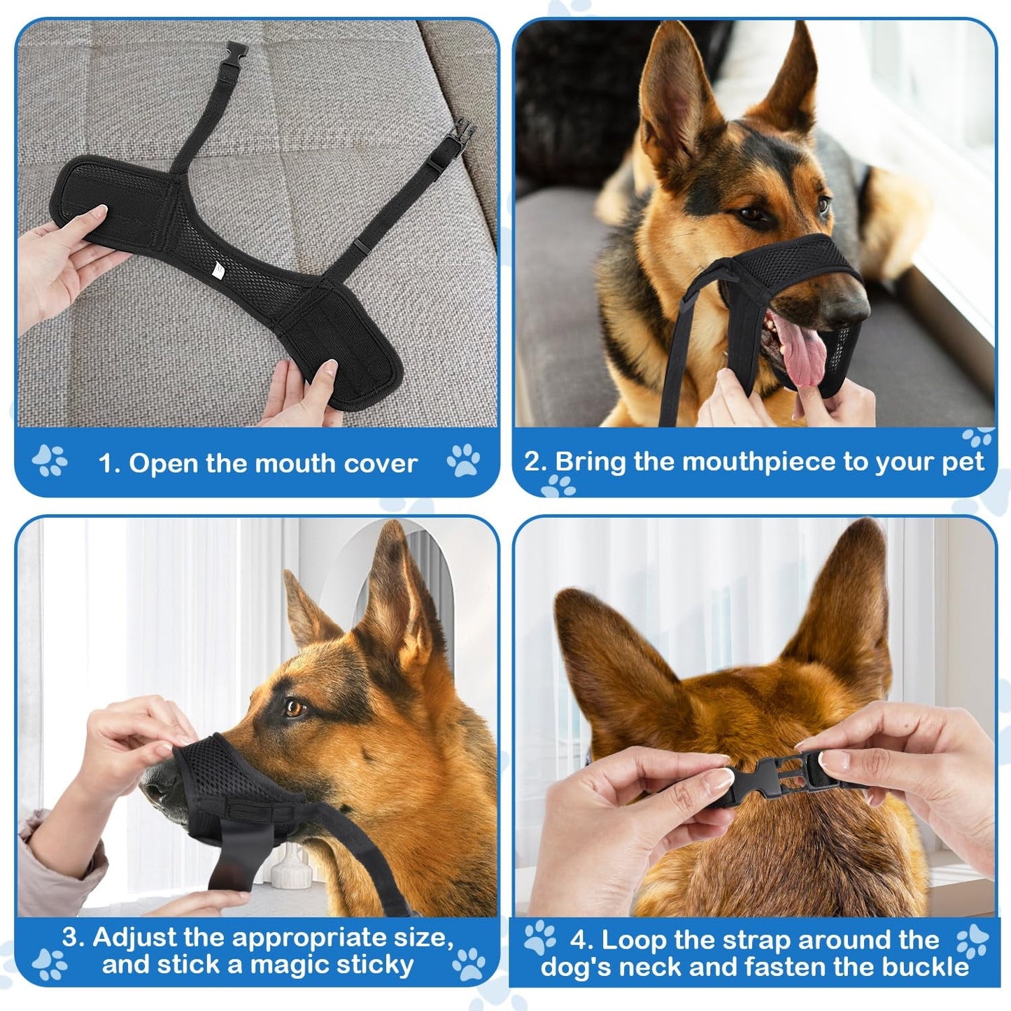 TETOU Dog Muzzle, Soft Mesh Breathable Drinkable Pets Muzzles with Adjustable Strap for Small Medium Large Dogs - M