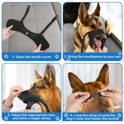 TETOU Dog Muzzle, Soft Mesh Breathable Drinkable Pets Muzzles with Adjustable Strap for Small Medium Large Dogs - M