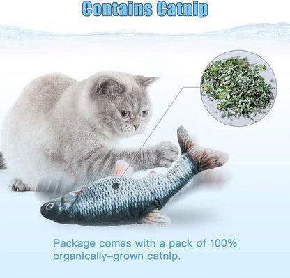 TETOU 2 Pack 11" Interactive Fish Cat Toys Flopping Fish with SilverVine and Catnip Moving Cat Kicker Cat Toys for Indoor Cats Puppy Play Chase Exercise Activity