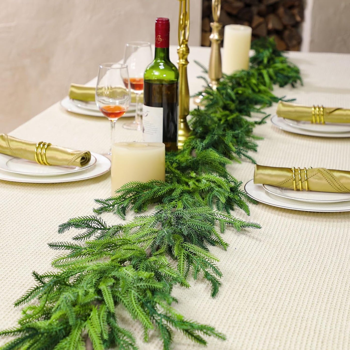 TETOU 6ft Christmas Garlands Norfolk Pine Garland Greenery Pine Garland for Indoor Holiday Decor
