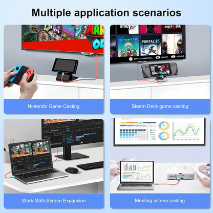 TETOU Portable USB-C/HDMI Cable Compatible with Nintendo Switch NS/OLED for Switch Dock Mode, PD powered 4K HD 6.56ft Blue