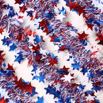 TETOU 4th of July Garland Decor,50Ft Blue Red White Patriotic Garland for Tree Home Fireplace Parade  Independence Day Party Indoor Outdoor Decoration