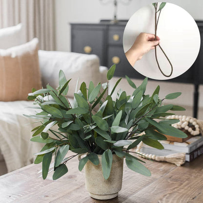 TETOU Artificial Eucalyptus Stems with Seeds, 33'' Tall Fake Plants Leaves Olive Tree Branches, Faux Greenery Stems for Bridal Wedding Bouquet Vase Table Centerpiece Decor