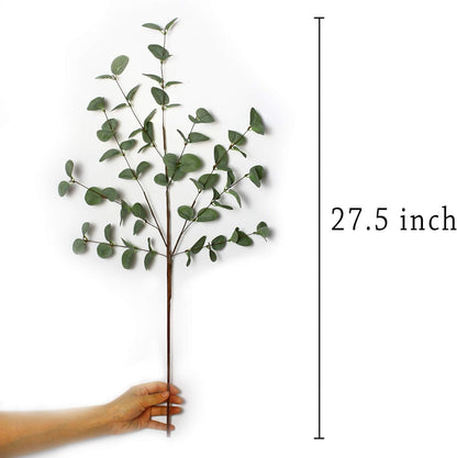 TETOU 6 Pcs 27" Artificial Eucalyptus Stems, Eucalyptus Leaf Greenery Stems Fake Plants Floral for Vase Filler Home Party Wedding Indoor Decoration