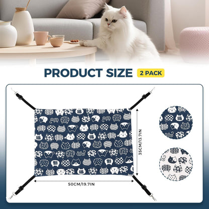TETOU 2pcs Cat Hammock, 19.7*13.7In Middle Pet Hammock Bed Adjustable Soft Sleeping Hammock for Cage Hanging Reversible Cats Puppy Small Animals