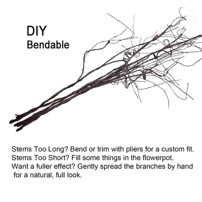 10Pcs Artificial Dried Stems, Bendable Fake Plants Bare Willow Branches for Vase Decor DIY Floral Arrangement Home Office Decorations