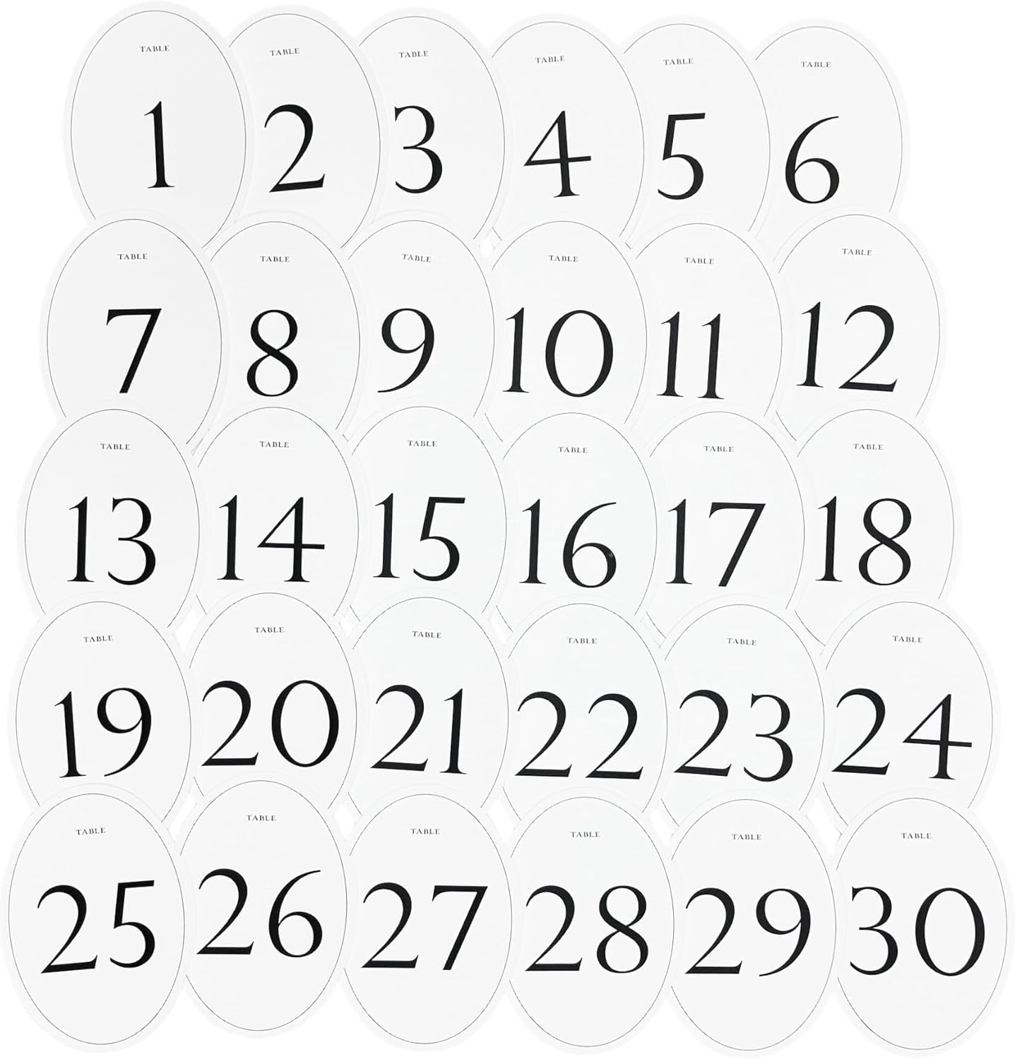 TETOU Table Numbers 1-30, 5 x 7" Wedding Oval Table Numbers for Wedding Valentines Party Reception Banquet Events Decoration