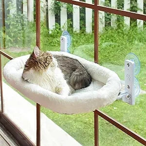 TETOU Cordless Cat Window Perch, Foldable Cat Beds Cat Hammock with 4 Strong Suction Cups for Wall Indoor Cats