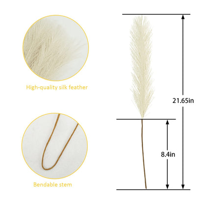 TETOU 50pcs Faux Pampas Grass 21.65" Short Vase Filler Flower Arrangement Home Wedding Boho Decor