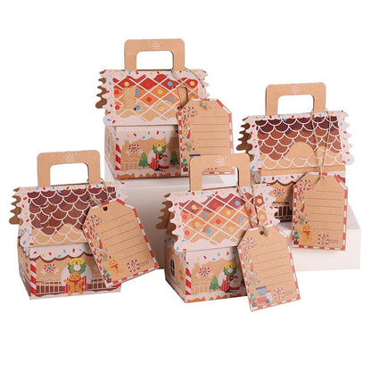 TETOU 20pcs Christmas Candy Gift Box 3D Gingerbread House Cardboard Boxes with Tags Cookie Snack Holiday Wrapping Supplies