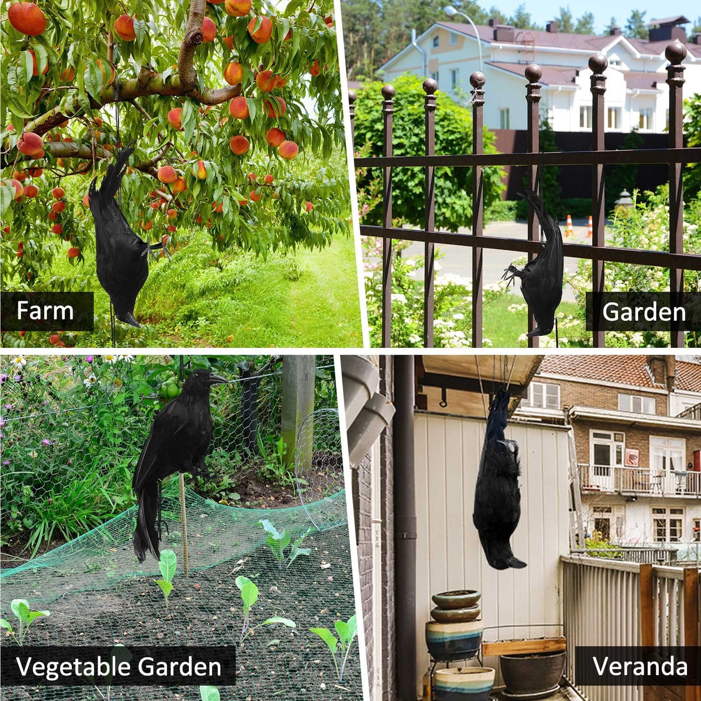 TETOU Halloween Realistic Hanging Dead Crows Decoy Fake Crows for Halloween Garden Tree Porch Terrify Decorations