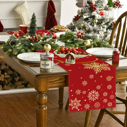 TETOU Christmas Table Runners, 70.8*13 inches Merry Christmas Runner for Table, Winter Holiday Kitchen Dining Table Runner for Indoor Outdoor Home Party Decor