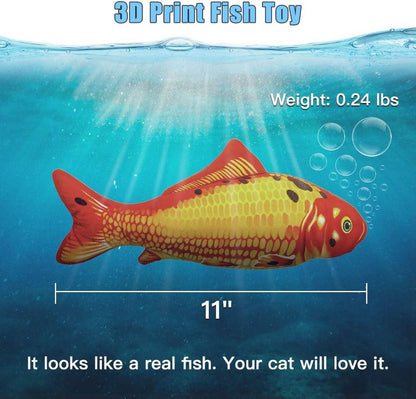 TETOU 2 Pack 11" Interactive Fish Cat Toys Flopping Fish with SilverVine and Catnip Moving Cat Kicker Cat Toys for Indoor Cats Puppy Play Chase Exercise Activity