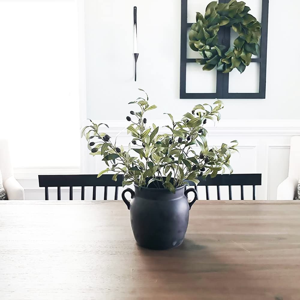 TETOU 5pcs 15" Olive Branches Stems Artificial Greenery Olive Tree Leaves Fruits Home Decor