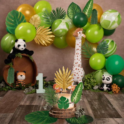 TETOU 110 Pieces 11 Kinds Artificial Tropical Palm Leaves Tropical Leaves Monstera Leaves Safari Jungle Leaf with Stems for Hawaiian Luau Party Beach Table Wedding Shower Birthday Theme Decorations