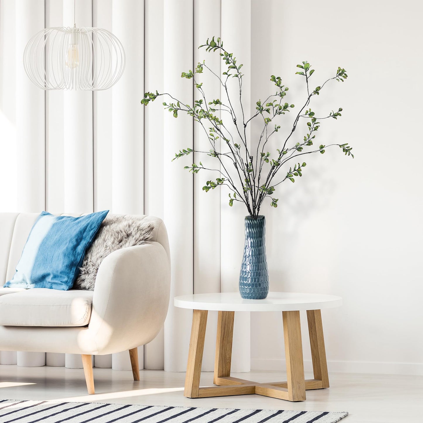 TETOU 38" Green Artificial Ficus Branches, 4 Pcs Fake Greenery Stems Faux Eucalyptus Stems Fake Maple Twigs for Home Indoor Office Wedding Vase Filler Decoration