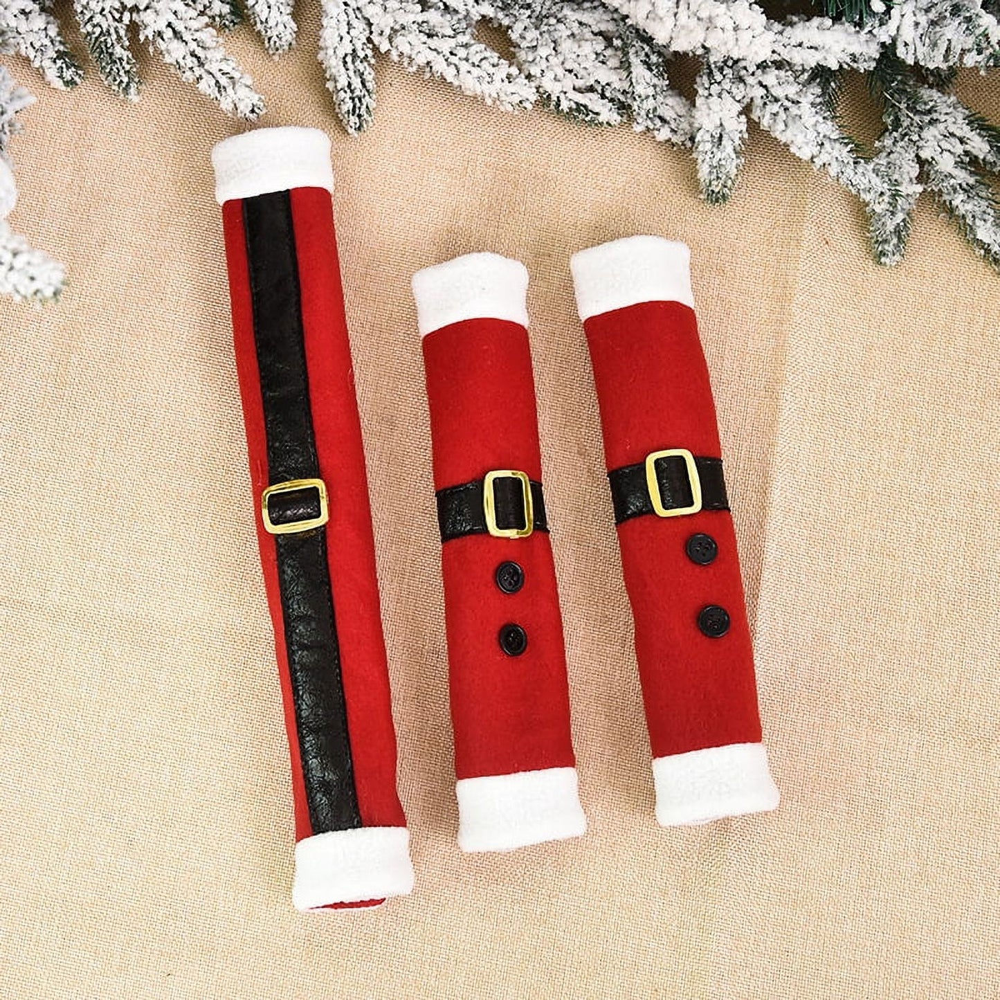 TETOU 3Pcs Refrigerator Door Handle Covers Protector, Santa's clothes Kitchen Appliance Covers, Microwave Oven Dishwasher Christmas Decorations