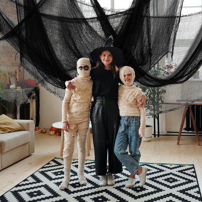TETOU 2Pcs Hallowe'en Spooky Cloth, 71*30.7 inches Large Black Scary Creepy Gauze, Windows Entryways Cover Gauze for Hallowe'en Party Outdoor Home Wall Decor Supplies