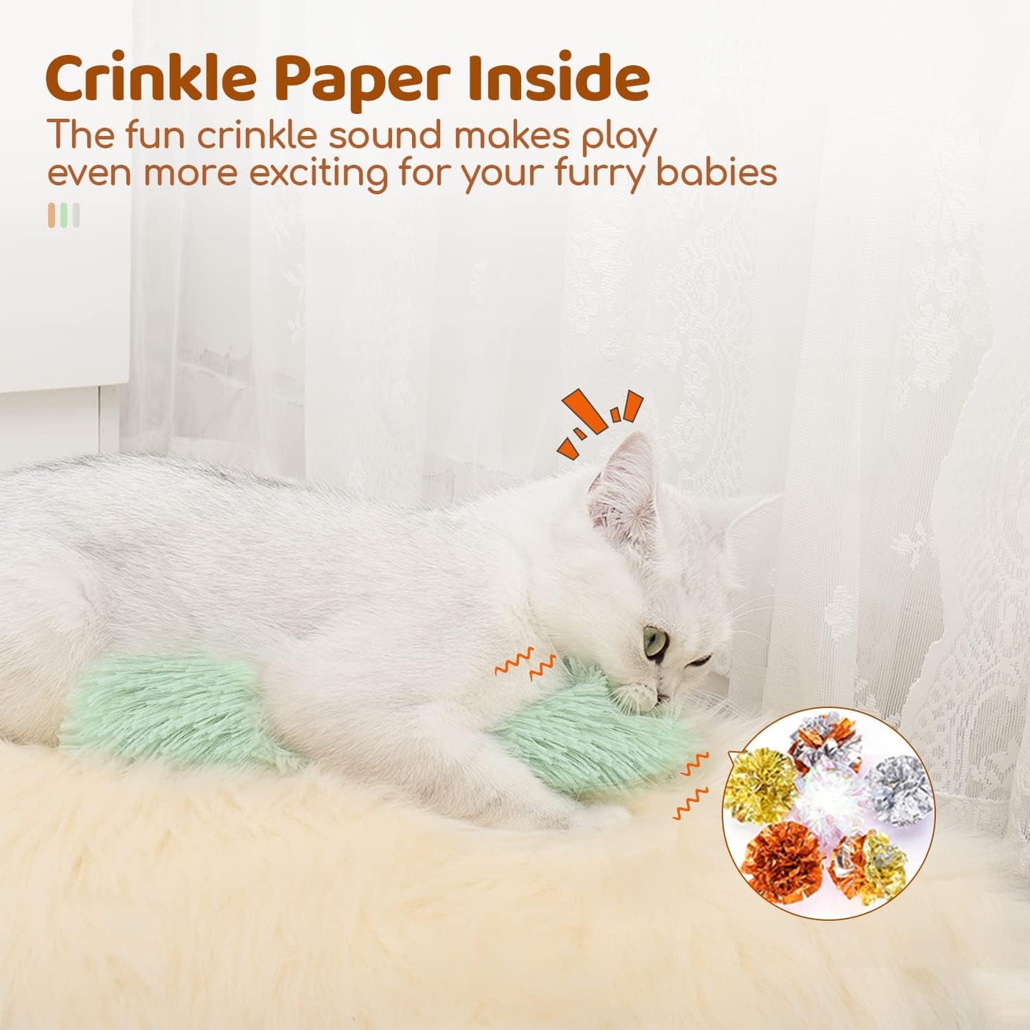 TETOU 3pcs Catnip Cat Pillows, Soft Plush Cotton Stuffed Pillows Interactive Cat Kicker Toys for Indoor Cats Promote Chewing Exercising