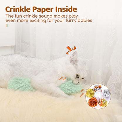 TETOU 3pcs Catnip Cat Pillows, Soft Plush Cotton Stuffed Pillows Interactive Cat Kicker Toys for Indoor Cats Promote Chewing Exercising
