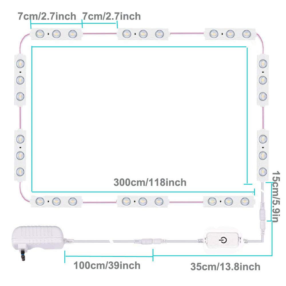 TETOU Led Vanity Mirror Lights 10ft Dimmable Touch Control Lights Strip Makeup Dressing Table & Bathroom Mirror