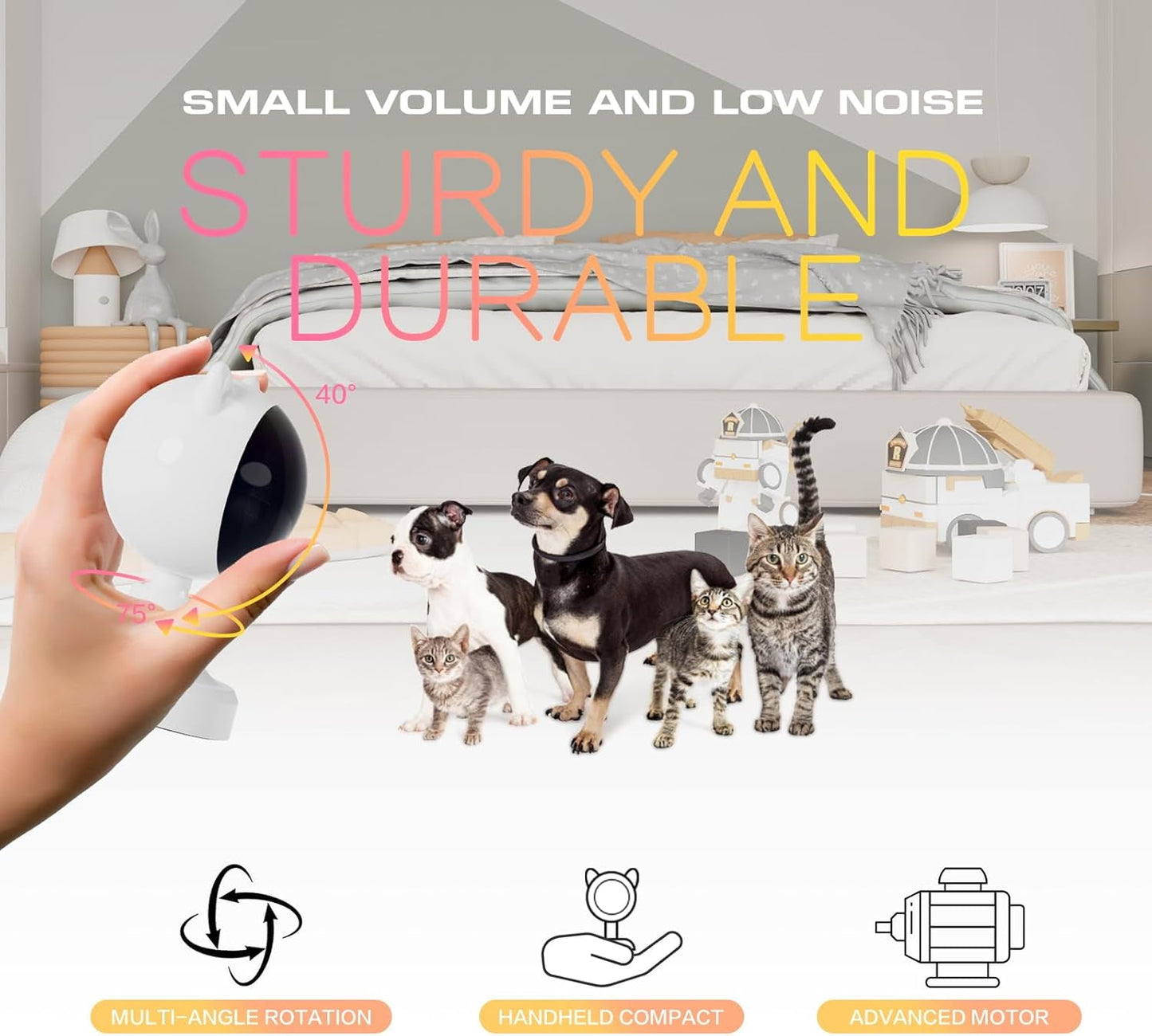 TETOU Automatic Cat Laser Toys, Interactive Laser Cat Toys for Indoor Cats/Kitty/Dogs, USB C Rechargeable Cat Enrichment Toys