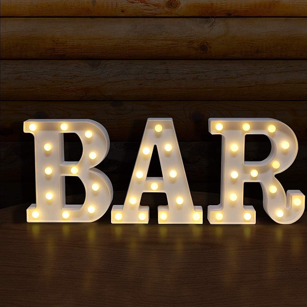 TETOU LED Letter Lights Luminous Letters Sign Home Decor for Wedding Birthday Party Christmas Battery Powered Decoration (A)
