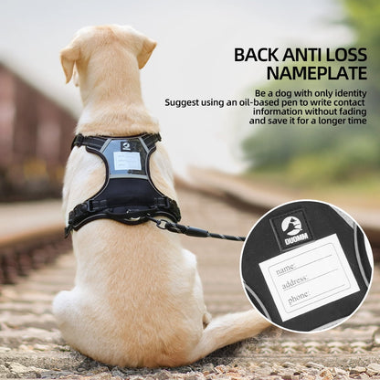 TETOU Dog Harness, No-Pull Pet Harness, Adjustable Reflective Soft Padded Dog Vest with Handle, Nameplate Design for DIY Name Phone Number Address, Suitable for Small Medium Large Dogs - Black M