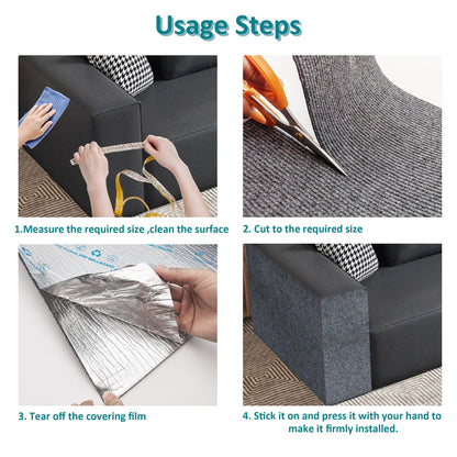 TETOU 15.8*78.7" Cat Scratching Mat with Self-Adhesive Trimmable, Replacement for Cat Tree Shelf Shelves, Cat Scratch Carpet for Indoor Cats - Dark Gray