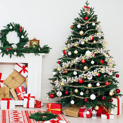 TETOU 5.9ft Silver Berry Christmas Garland with Light Artificial Garland for Indoor Mantle Staircase Home Xmas Decoration