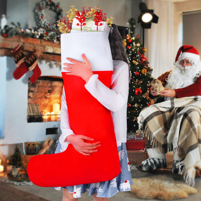 TETOU 35" Jumbo Felt Christmas Stocking Oversized Giant Stocking for Kids Gift Family Party Decor - Red
