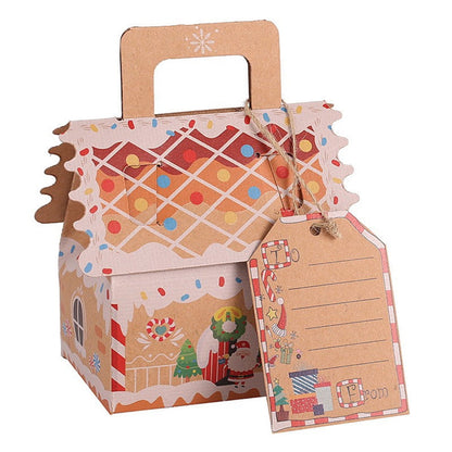 TETOU 20pcs Christmas Candy Gift Box 3D Gingerbread House Cardboard Boxes with Tags Cookie Snack Holiday Wrapping Supplies