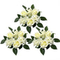 3 Pack Artificial Rose Candle Ring Flower Wreaths for Candlestick Wedding Table Decoration