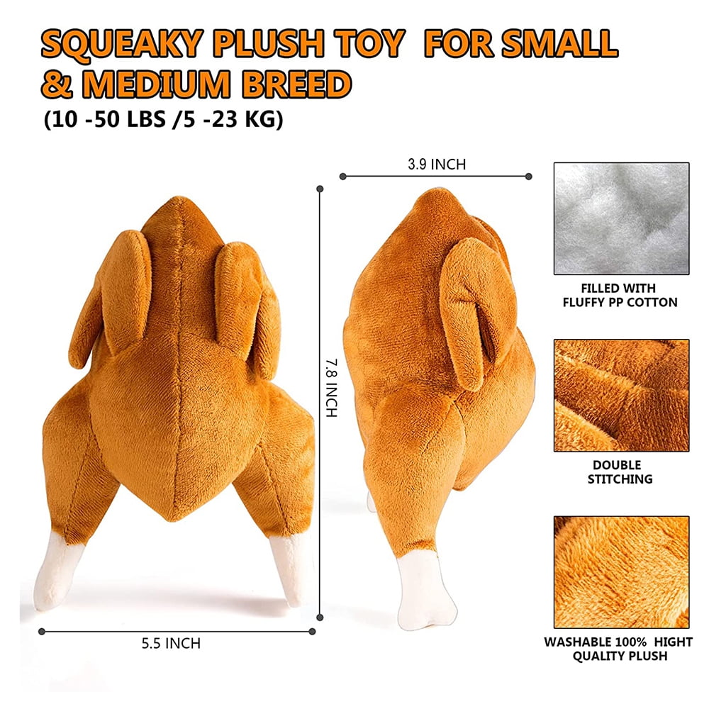 Creative Roast Chicken Shape Plush Dog Toys Food Shape Chew Toys Squeaky Toys for Dogs and Cats