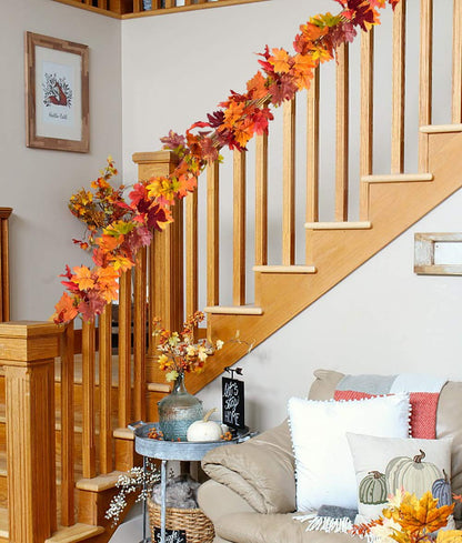 TETOU 2Pcs Fall Maple Leaves Garland, 67.2 Inches Artificial Maple Leaf Autumn Garland, Hanging Vine Garland for Home Wedding Fireplace Party Christmas Thanksgiving Decor