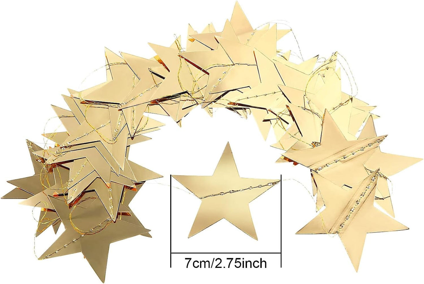 TETOU 130 Feet Glitter Star Garland Banner Decor, Gold Streamers Hanging Star Bunting Banner Backdrop for 2025 New Year Graduation Wedding Birthday Christmas Party Decoration