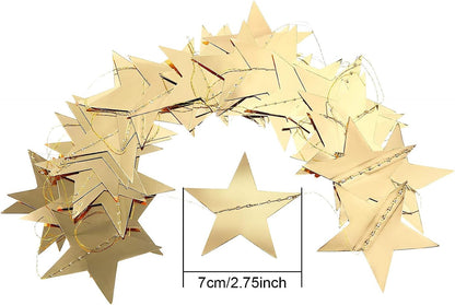 TETOU 130 Feet Glitter Star Garland Banner Decor, Gold Streamers Hanging Star Bunting Banner Backdrop for 2025 New Year Graduation Wedding Birthday Christmas Party Decoration
