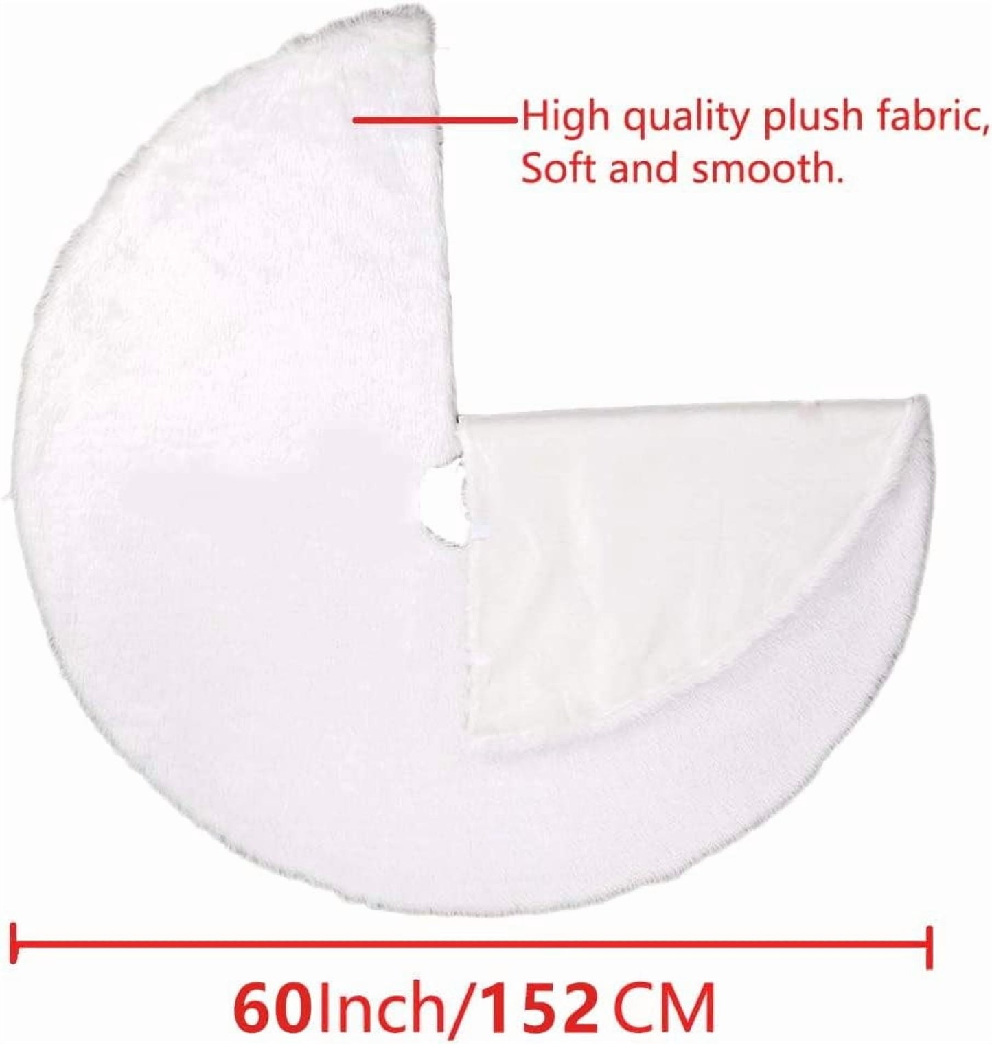 TETOU 60in Christmas Tree Skirt, Faux Fur White Tree Skirt, Soft Plush Tree Skirt for Christmas Decoration Xmas Tree Decor Holiday Gifts Merry Christmas Party