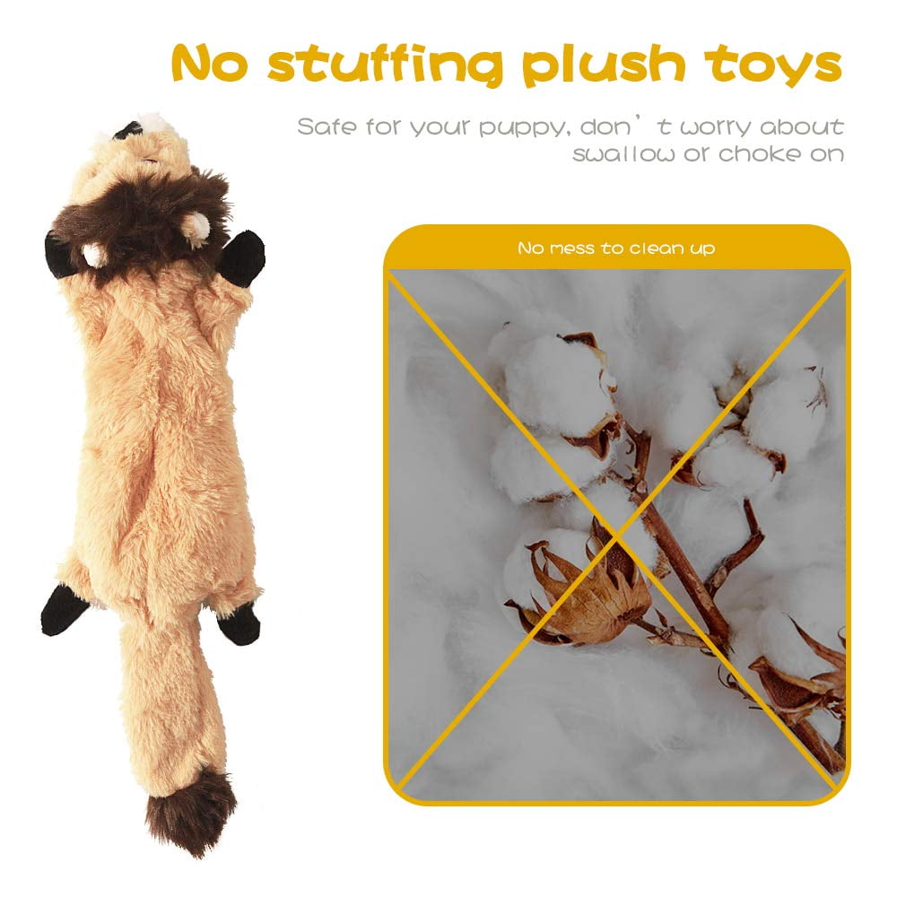 TETOU 2Pcs Squeaky Dog Toys, No Stuffing Crinkle Dog Toys, Interactive Dog Toy for Aggressive Chewers Large Medium Small Dogs (Fox & Lion)