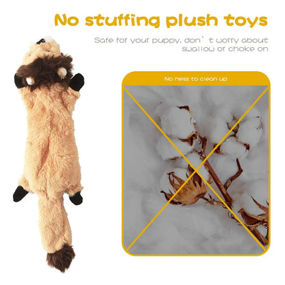 TETOU 2Pcs Squeaky Dog Toys, No Stuffing Crinkle Dog Toys, Interactive Dog Toy for Aggressive Chewers Large Medium Small Dogs (Fox & Lion)