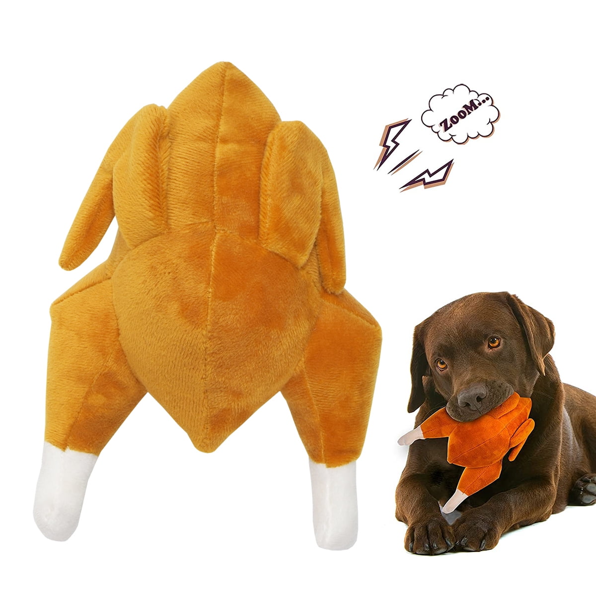 Creative Roast Chicken Shape Plush Dog Toys Food Shape Chew Toys Squeaky Toys for Dogs and Cats