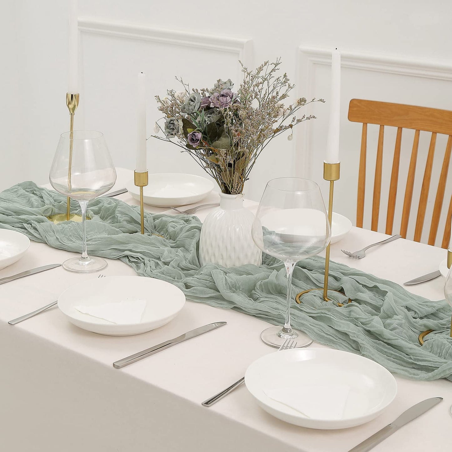 TETOU Cheesecloth Table Runner Boho Gauze Cheese Cloth Table Runner Wedding Home Table Decor